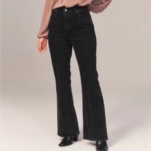 Abercrombie & Fitch High Rise Jeans | Flared Leg Front Seam | Black | size 29/8s